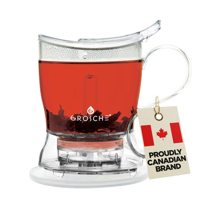 GROSCHE Aberdeen Tea Infuser Teapot & Smart Tea Maker - BPA-Free, Drip-Free Design | Coaster | Easy Brew | Easy Clean Steeper (17.7 oz - 525 ml)