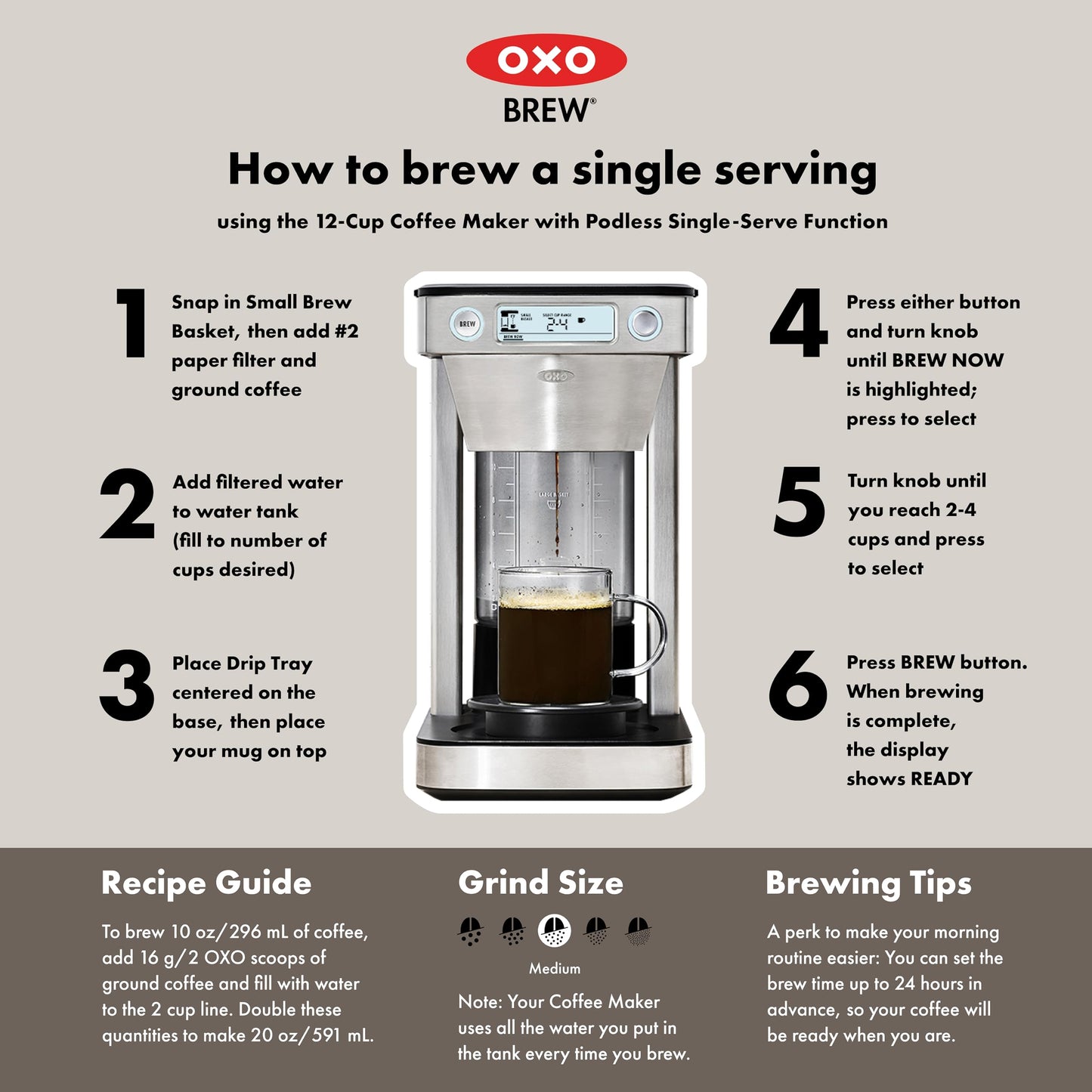 OXO Brew 12-Cup Coffee Maker With Podless Single-Serve Function,Silver