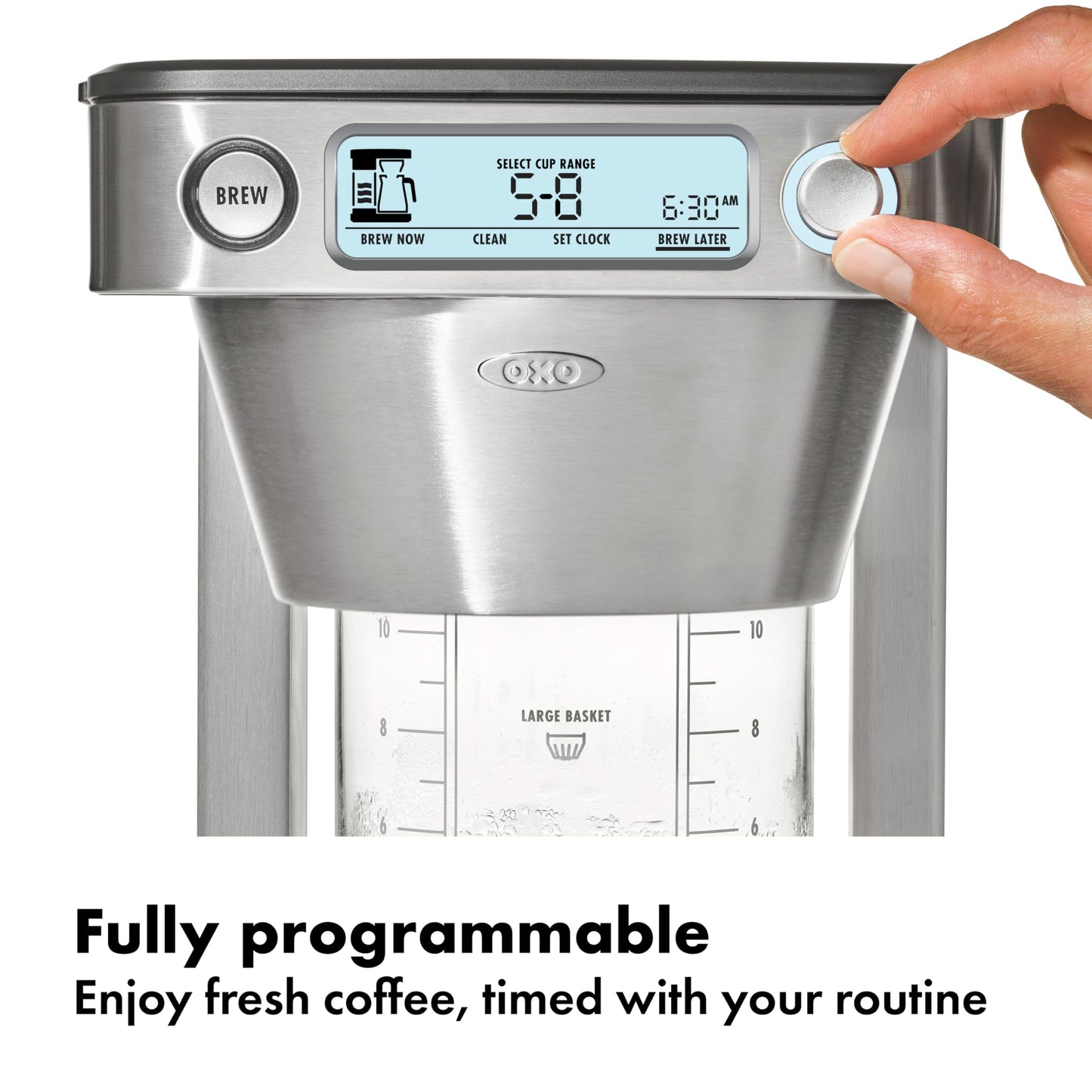 OXO Brew 12-Cup Coffee Maker With Podless Single-Serve Function,Silver